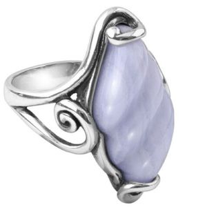 NEW CAROLYN POLLACK Ring Blue Lace Agate Ring Sterling S8 NEW GIFT BOX